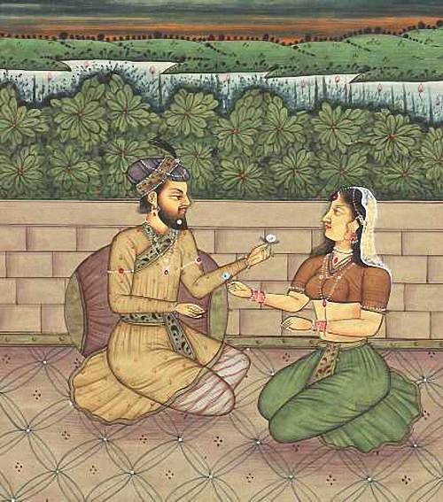 Unknown Artist, India - Lovers Exchanging Blossoms
